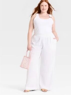 Wide leg pull on linen pants a new day brand NWT 4X